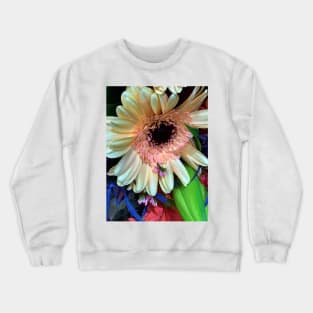 Cream, Blue and Pink Floral Display - Autumn Bouquet - Flowers Crewneck Sweatshirt